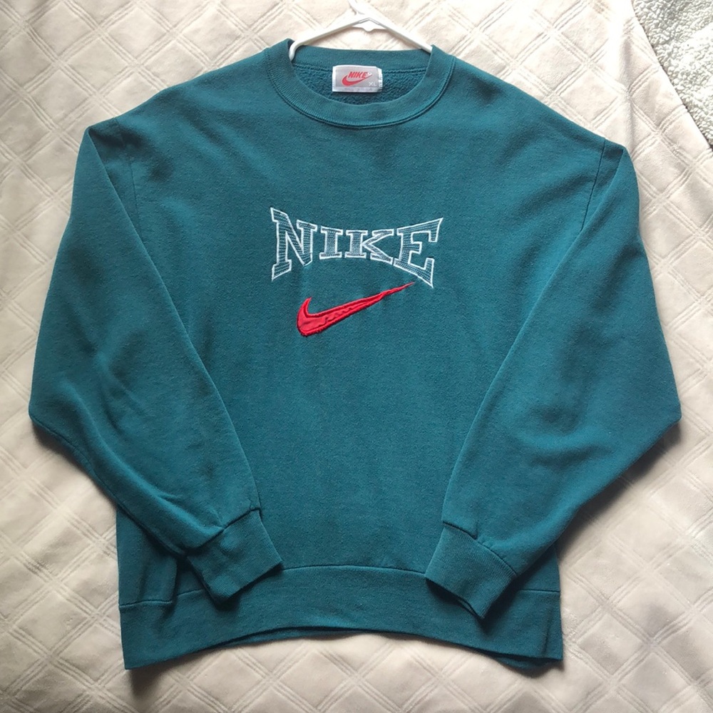 Vintage Nike Thrift Sweatshirt Green Womens XL